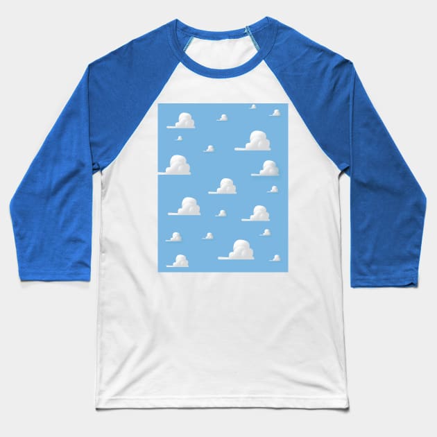 Cute Cartoon Clouds Baseball T-Shirt by nickemporium1